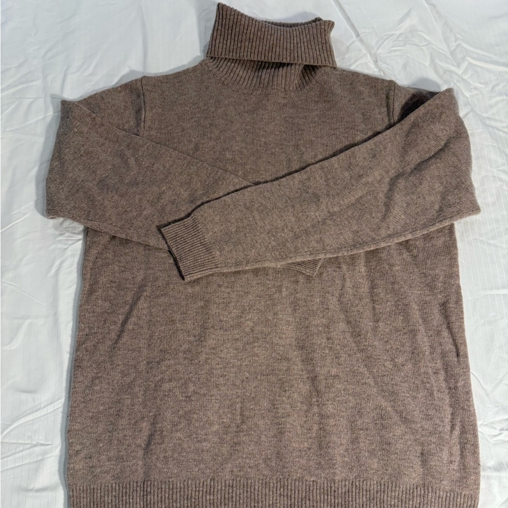 WoolOvers tan wool turtleneck.
